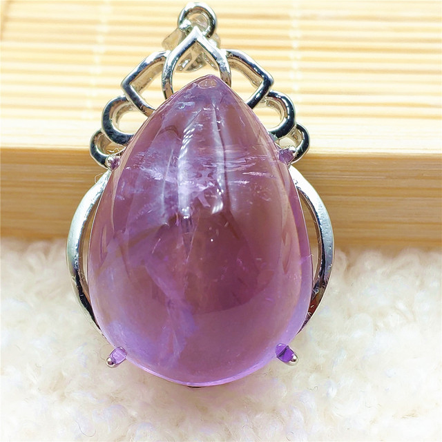 Prawdziwy naturalny fioletowy kamień ametrynowy wisiorek dla kobiet - Wianko - 18
