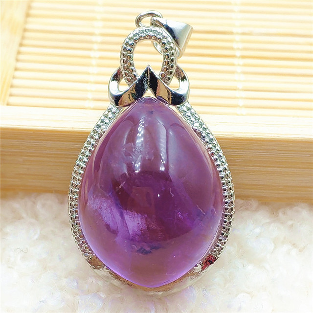 Prawdziwy naturalny fioletowy kamień ametrynowy wisiorek dla kobiet - Wianko - 44
