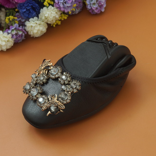 Miękkie płaskie buty damskie z naturalnej skóry, klamra kryształowa, opaska Vintage - Wianko - 16