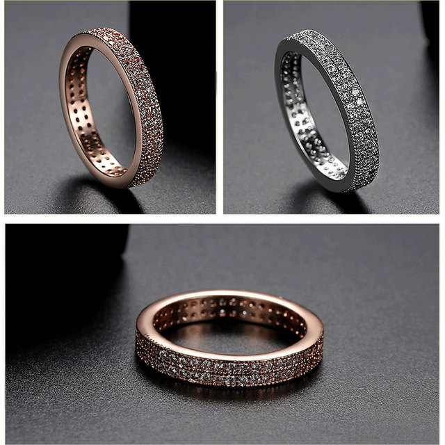 Błyszczące pierścionki z cyrkonami z mikro-kubic betonu dla kobiet i mężczyzn, biżuteria ozdobna na przyjęcia i śluby - Wianko - 5