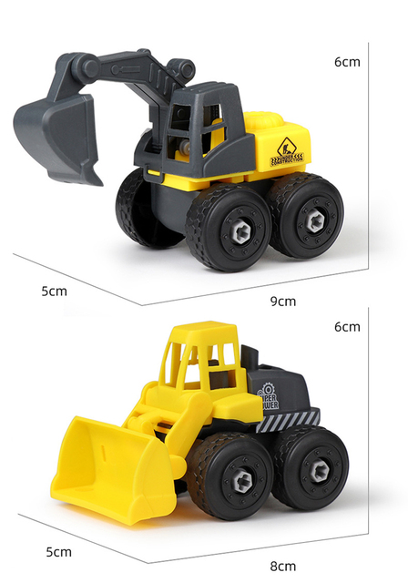 Zestaw 4 sztuk odlewanych pojazdów budowlano-inżynieryjnych - koparka, błoto tankowiec, śruba, DIY dla chłopców - Wianko - 5