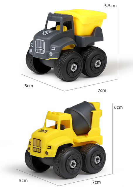 Zestaw 4 sztuk odlewanych pojazdów budowlano-inżynieryjnych - koparka, błoto tankowiec, śruba, DIY dla chłopców - Wianko - 6