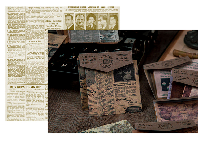 Journamm 60 sztuk Materiały z wintage gazety - Papier do Bullet Journal, kreatywna dekoracja, DIY pamiętnik, zdobienie księgi gości - Wianko - 4