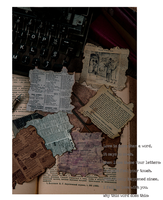 Journamm 60 sztuk Materiały z wintage gazety - Papier do Bullet Journal, kreatywna dekoracja, DIY pamiętnik, zdobienie księgi gości - Wianko - 5