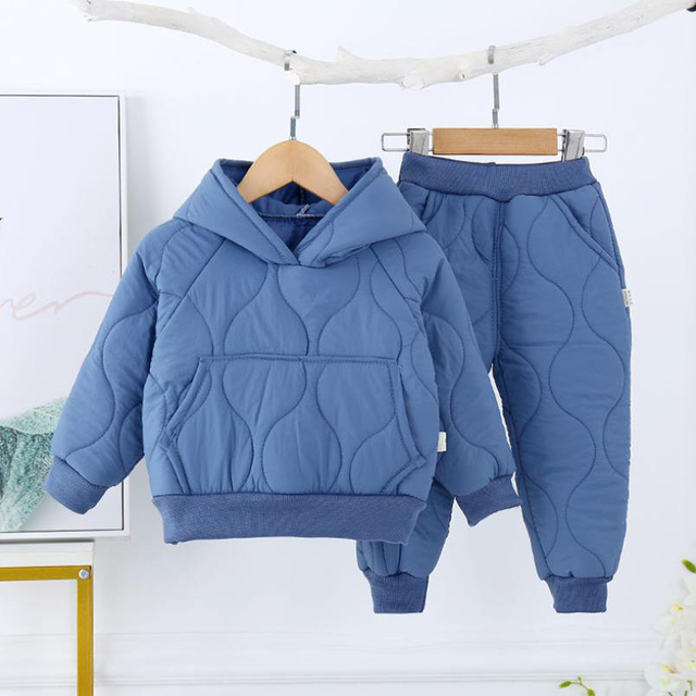 Jesienno-zimowe zestawy ubrań dla dzieci w wieku 1-5 lat: bawełniany płaszcz z kapturem i spodnie - Wianko - 5