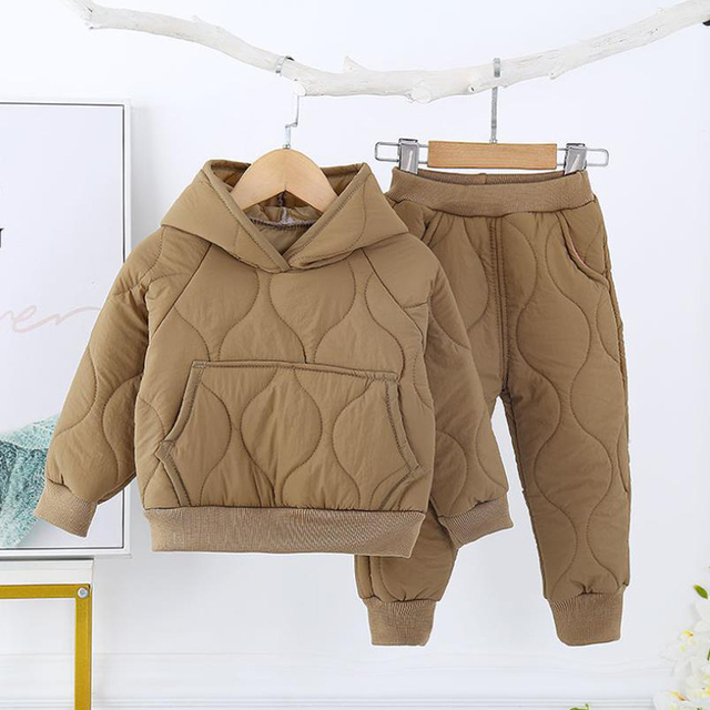 Jesienno-zimowe zestawy ubrań dla dzieci w wieku 1-5 lat: bawełniany płaszcz z kapturem i spodnie - Wianko - 8