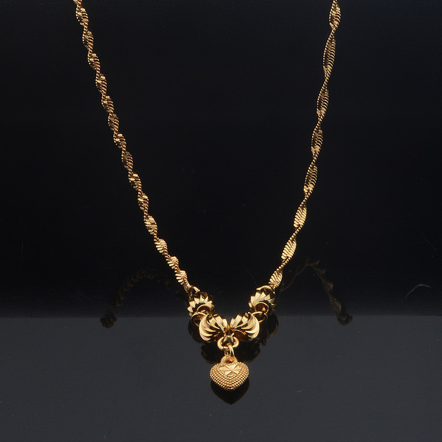 Naszyjnik łańcuszkowy serca z kulką, kolor żółtozłoty, długość 50cm (20 cali) - Wianko - 4