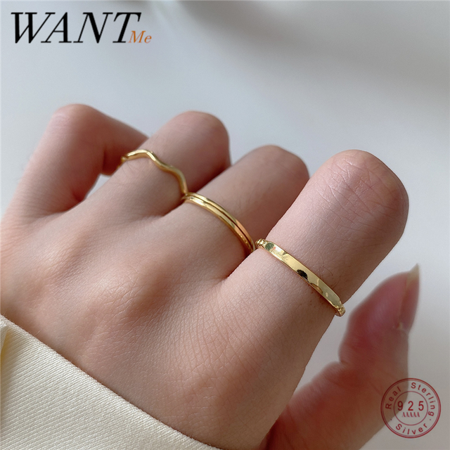 Pierścień falisty z cienkimi złotymi koralikami - minimalistyczny, oryginalny, wykonany z 100% srebra próby 925 - idealny prezent urodzinowy dla kobiet i nastolatek - Wianko - 22
