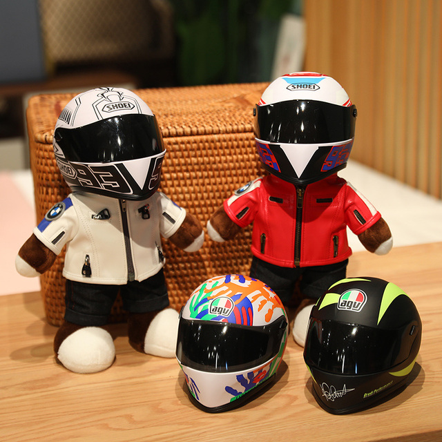 Pluszowy miś na motocyklu z kaskiem i kurtką dla dzieci - miękkie zabawki pluszowe - Wianko - 1
