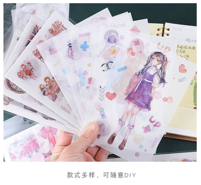 6 sztuk naklejek papierniczych Girl cartoon do notebooka z motywem Girly heart - Wianko - 3