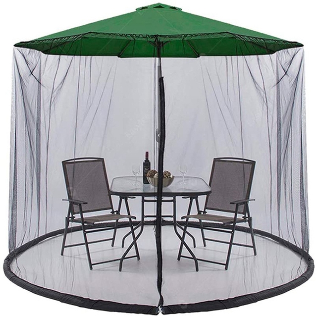 Regulowana pokrywa z siatki parasolowej odporna na wiatr z moskitierą - Wianko - 1
