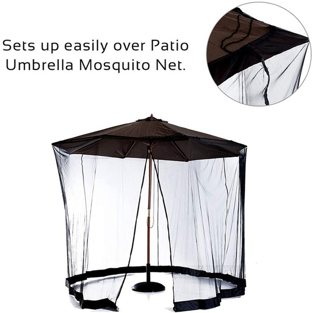 Regulowana pokrywa z siatki parasolowej odporna na wiatr z moskitierą - Wianko - 2