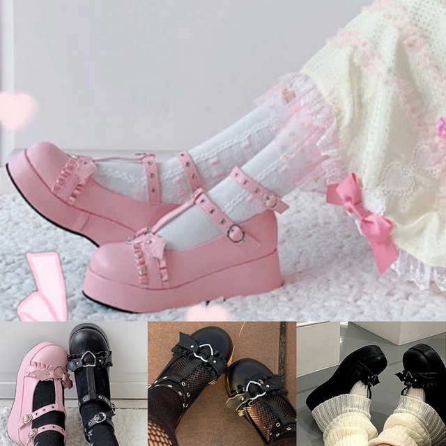 Buty damskie na koturnie Kawaii Angel Bat INS Hot Cosplay Lolita japońskiej marki 2021 - Wianko - 5