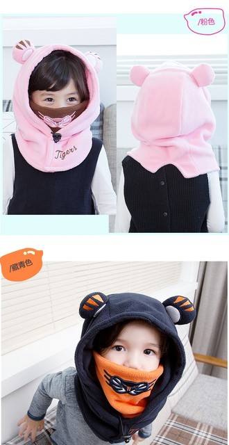 Nowa czapka zimowa dla dzieci - czarna, miękka, ciepła, wełniana, z dzianiny w stylu tygrysa, ze szalem i kapturem - 2-12 lat - Wianko - 2