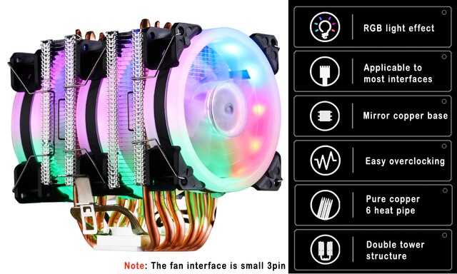 Wentylator chłodzący CPU IWONGOU Rgb z 6 rurami ciepła dla Intel AMD - Wianko - 2