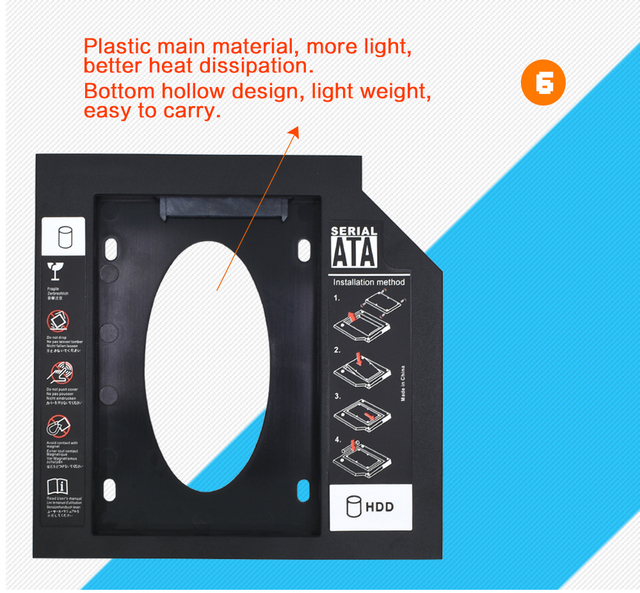 Obudowa na SSD TISHRIC Plastic Hdd Caddy do laptopa z napędem optycznym SATA 2.5 CD-ROM DVD-ROM - Wianko - 8