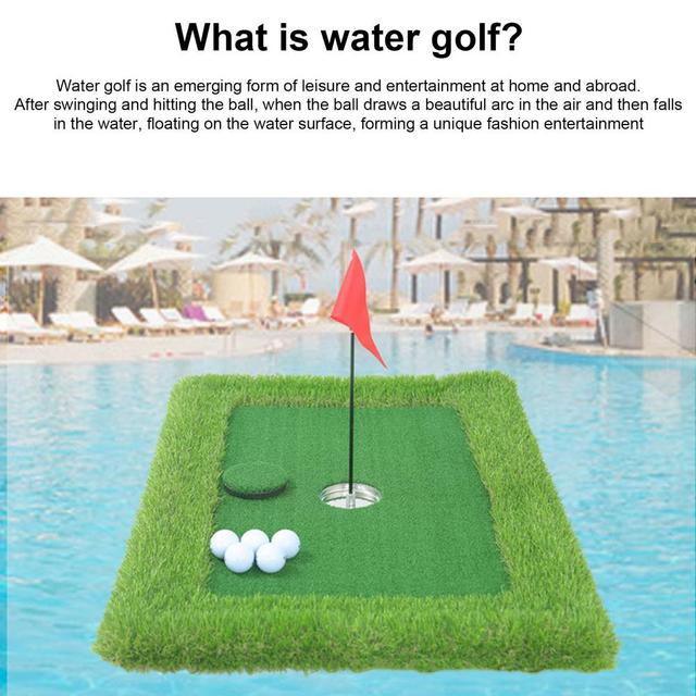 Zielony zestaw golfowy do gry w basenie - Golf pływający, piłka, tee, puchar, flaga, mata - Wianko - 3
