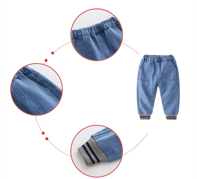 Wiosenno-jesienna dziecięca odzież długie spodnie dżinsowe elastyczne proste dla chłopców 2-10 lat - Wianko - 5