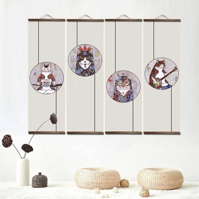 Samurajski plakat zdjęcia w stylu japońskim do dekoracji salonu - malarstwo ścienne sztuka z litego drewna - Wianko - 1