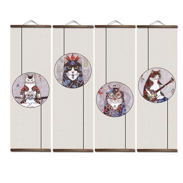 Samurajski plakat zdjęcia w stylu japońskim do dekoracji salonu - malarstwo ścienne sztuka z litego drewna - Wianko - 13