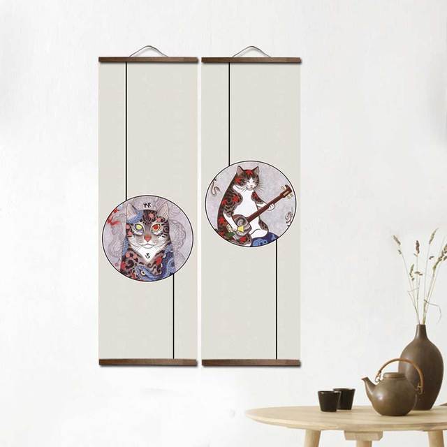 Samurajski plakat zdjęcia w stylu japońskim do dekoracji salonu - malarstwo ścienne sztuka z litego drewna - Wianko - 8