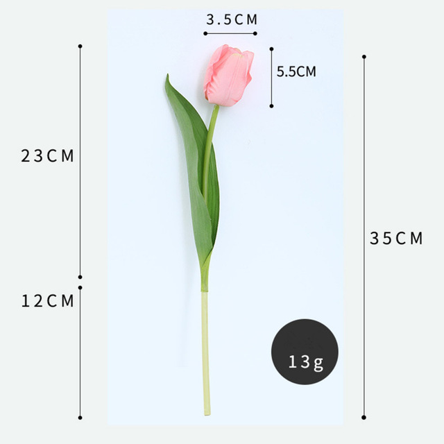 11 sztuk wysokiej jakości sztucznych tulipanów w bukiecie - prawdziwy dotyk, nawilżający, na dekoracje ślubne i wystrój domu - Wianko - 4
