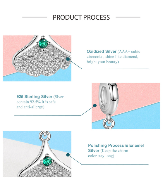 Oryginalny 2020 nowy srebrny wisiorek z liściem Ginkgo Biloba na zawieszce 925 Sterling do bransoletki DIY dla kobiet - Wianko - 4