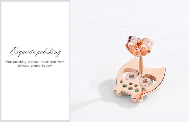 Modne kolczyki KALETINE Animal Owl 925 srebro różowe złoto CZ Charms 3D dla kobiet - Wianko - 6