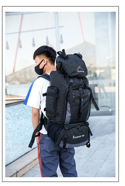 Wodoodporny plecak do wspinaczki podróżniczej - 90L, dużej pojemności, dla mężczyzn i kobiet (XA342Y) - Wianko - 15