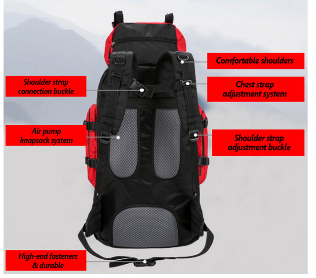 Wodoodporny plecak do wspinaczki podróżniczej - 90L, dużej pojemności, dla mężczyzn i kobiet (XA342Y) - Wianko - 5