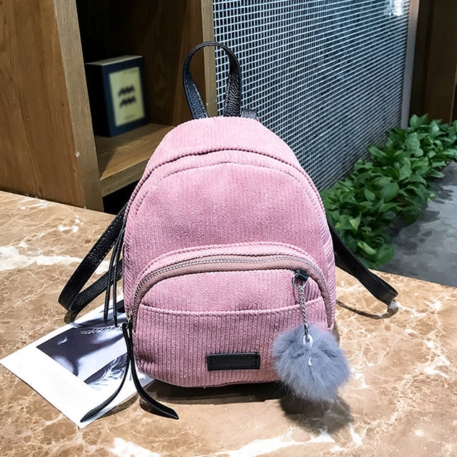 Plecak damska torba podróżna Hairball sztruksowa Mini Mochila dla nastoletnich dziewcząt na ramię - Wianko - 11