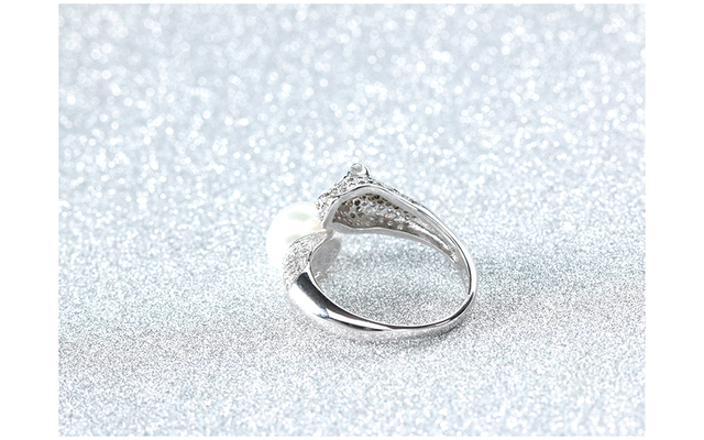 Regulowany pierścień dla kobiet z perłą i cyrkoniami, wykonany z wysokiej jakości srebra 925 - Wianko - 8