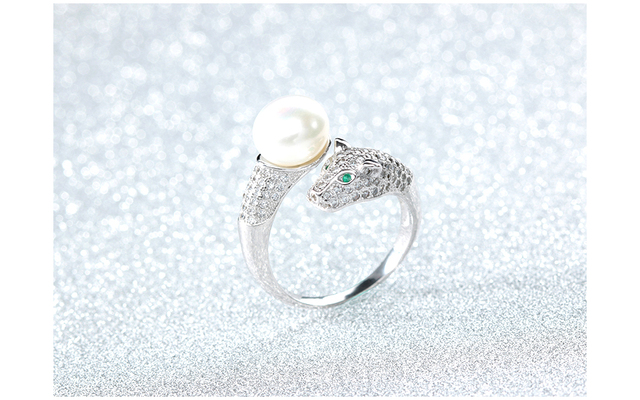 Regulowany pierścień dla kobiet z perłą i cyrkoniami, wykonany z wysokiej jakości srebra 925 - Wianko - 5