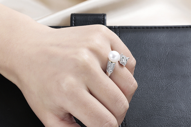 Regulowany pierścień dla kobiet z perłą i cyrkoniami, wykonany z wysokiej jakości srebra 925 - Wianko - 10