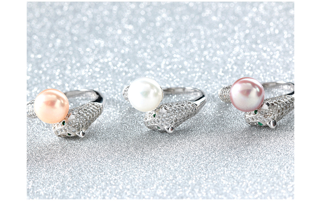 Regulowany pierścień dla kobiet z perłą i cyrkoniami, wykonany z wysokiej jakości srebra 925 - Wianko - 4