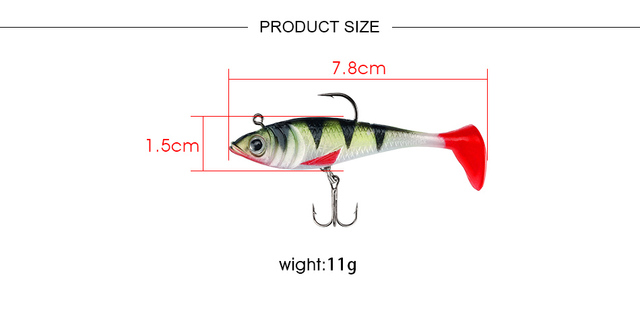 DAGEZI Miękka Przynęta 7.8cm 11g T Tail Fishing Lure PCV Materiał - Przynęta Miękka dla Karpia Wędkarskiego - Wianko - 4