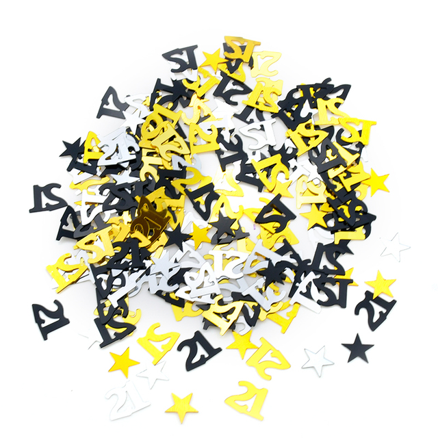 60 g/worek konfetti urodzinowe akrylowe złote/czarne liczby 13 18 21 30 50 60 80 DIY dekoracja urodzinowa dorosłych rocznica - Wianko - 2