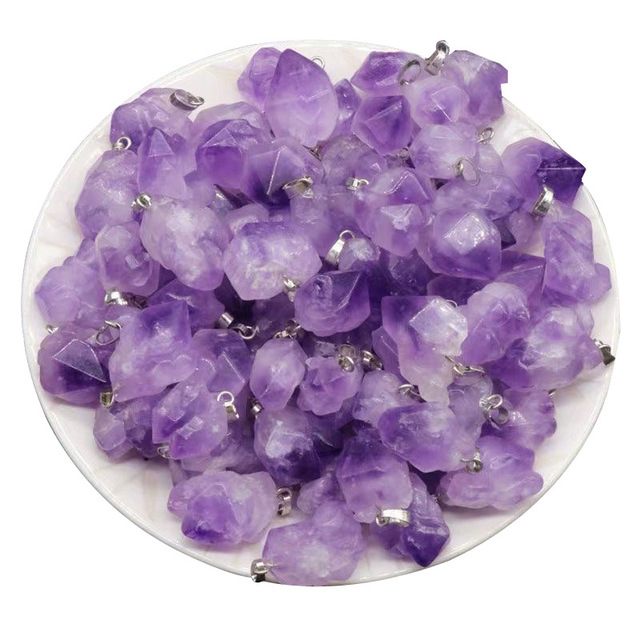Wisiorek z naturalnego ametystu - fioletowy kamień szorstki - DIY - nieregularny kształt - uzdrowienie i reiki - naszyjnik z kryształem kwarcowym dla kobiet - Wianko - 2