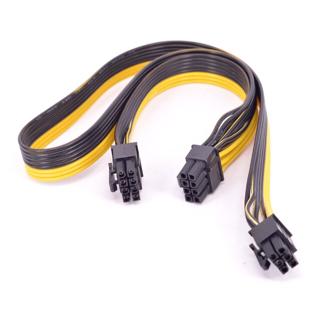 Kabel zasilający PCI-e 6 Pin do 2 portów 6 + 2 Pin 8 Pin GPU 6Pin do 8pin - 1200 W modułowy zasilacz (złoty) - Wianko - 2