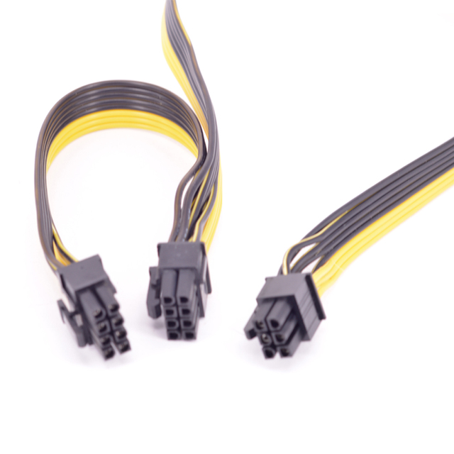 Kabel zasilający PCI-e 6 Pin do 2 portów 6 + 2 Pin 8 Pin GPU 6Pin do 8pin - 1200 W modułowy zasilacz (złoty) - Wianko - 1