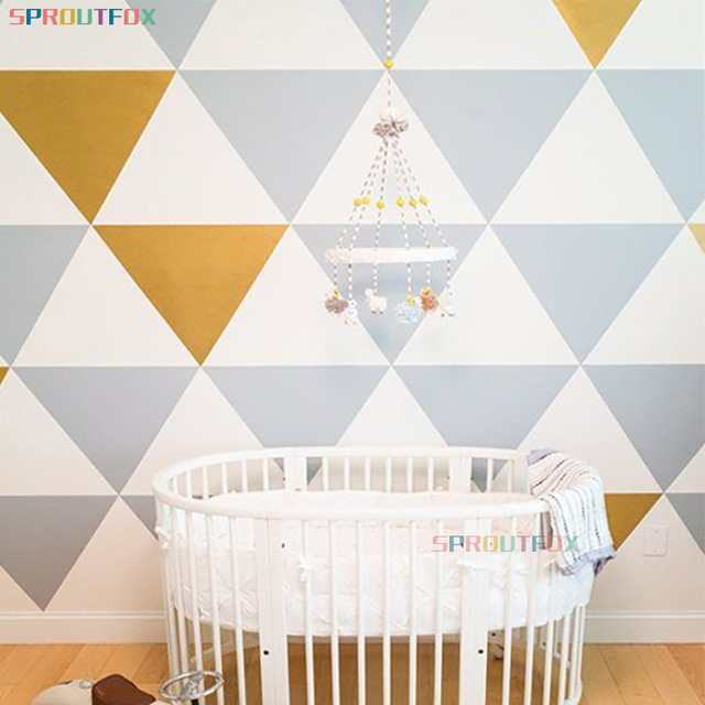 Duże kreatywne trójkąty - geometryczne naklejki ściemne, idealne do dziecięcych sypialni. Nowoczesna dekoracja, zdejmowane winylowe malowidła ozdobne - Wianko - 3
