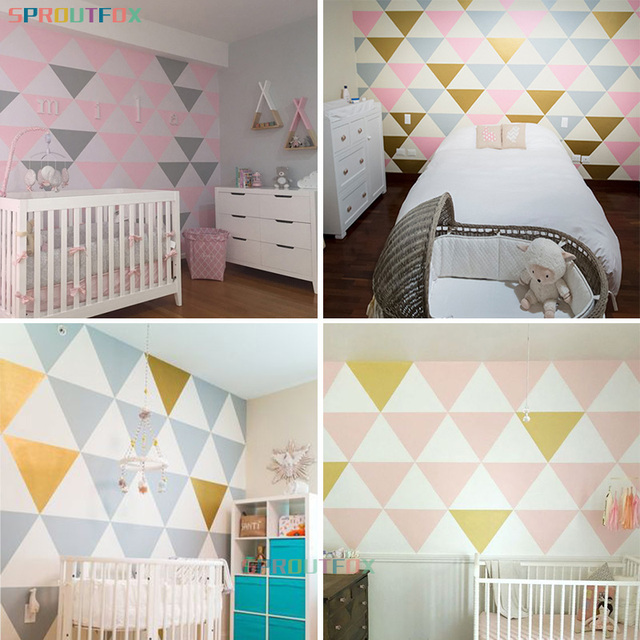 Duże kreatywne trójkąty - geometryczne naklejki ściemne, idealne do dziecięcych sypialni. Nowoczesna dekoracja, zdejmowane winylowe malowidła ozdobne - Wianko - 4