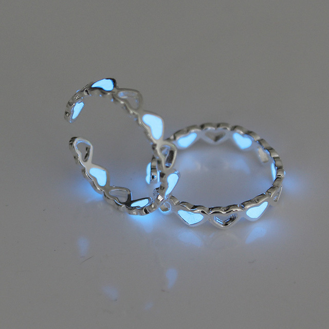 Pierścienie z błyszczącymi sercami miłości w kolorze srebrnym - biżuteria dla par - Wianko - 9