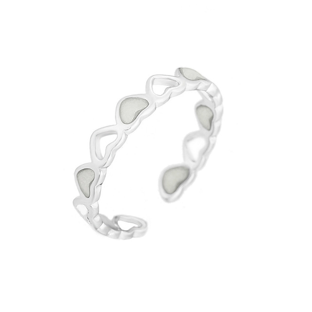 Pierścienie z błyszczącymi sercami miłości w kolorze srebrnym - biżuteria dla par - Wianko - 15