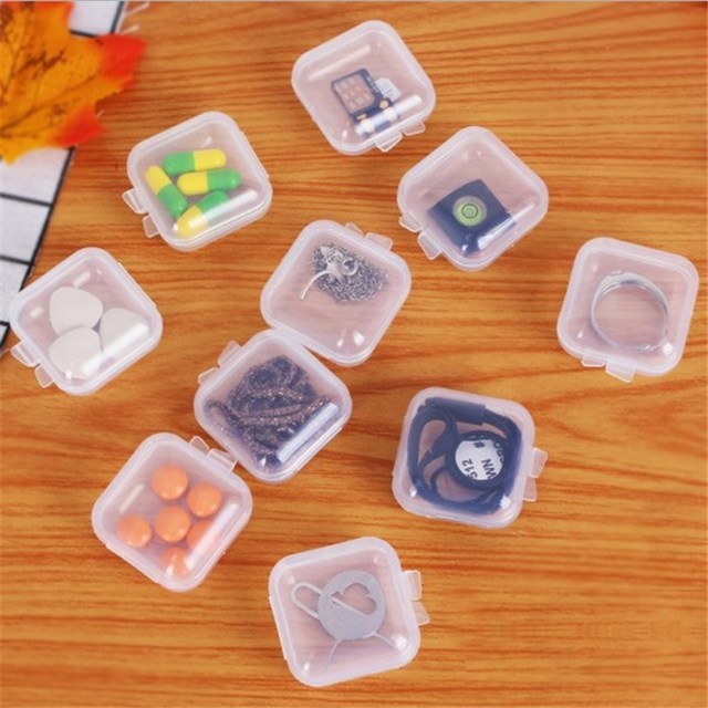 50 sztuk puste plastikowe jasne Mini kwadratowe pudełko na biżuterię zatyczki do uszu Nail Art kolorowy diamentowy futerał do przechowywania - Wianko - 3