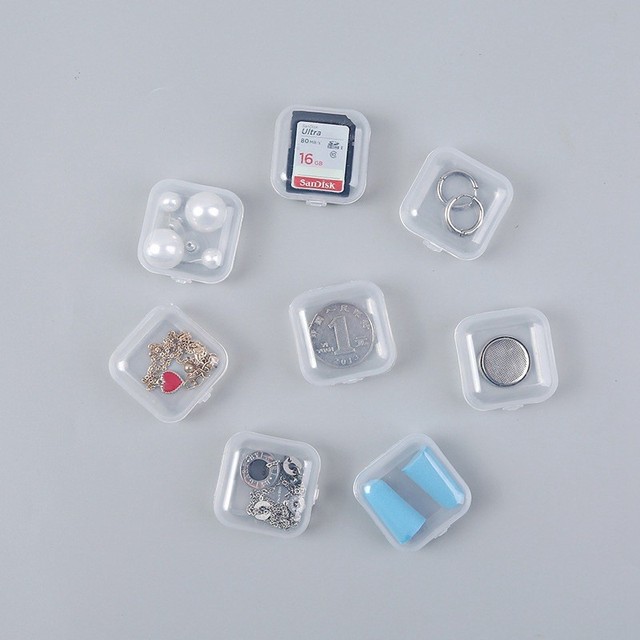 50 sztuk puste plastikowe jasne Mini kwadratowe pudełko na biżuterię zatyczki do uszu Nail Art kolorowy diamentowy futerał do przechowywania - Wianko - 8