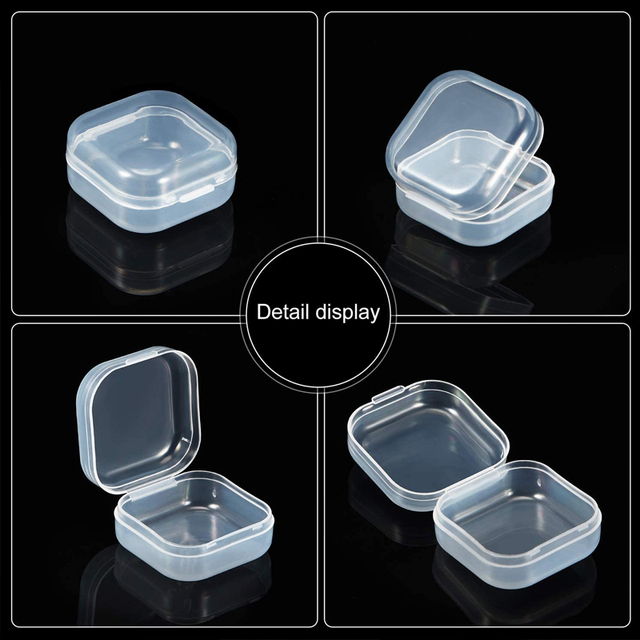 50 sztuk puste plastikowe jasne Mini kwadratowe pudełko na biżuterię zatyczki do uszu Nail Art kolorowy diamentowy futerał do przechowywania - Wianko - 2