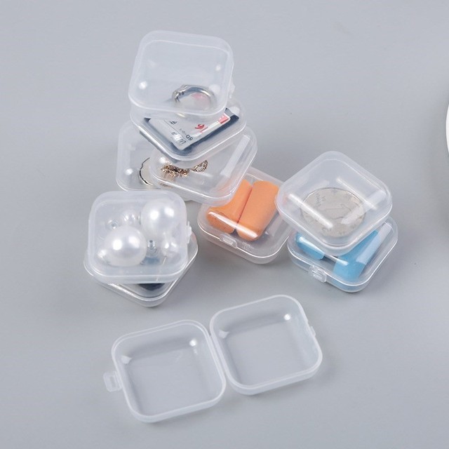 50 sztuk puste plastikowe jasne Mini kwadratowe pudełko na biżuterię zatyczki do uszu Nail Art kolorowy diamentowy futerał do przechowywania - Wianko - 4