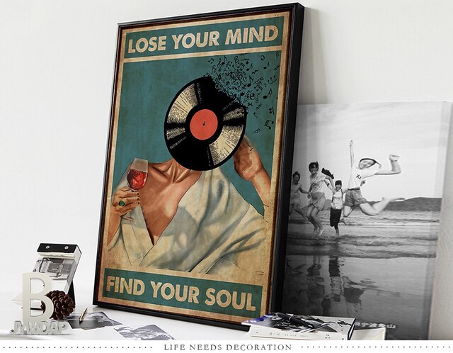 Vintage Vinyl - Artystyczny plakat abstrakcyjnego malarstwa na płótnie z czerwonym winem - Idealne zdjęcie ścienna dla salonu i dekoracji wnętrz - Wianko - 7