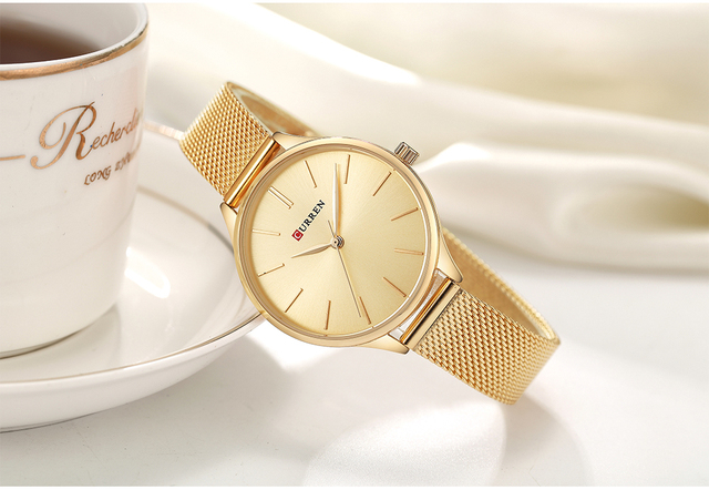 Zegarek damski CURREN z prostą bransoletką i siateczkowym paskiem - kwarcowy zegar dla eleganckiej kobiety - Wianko - 11